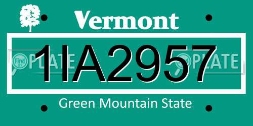 1IA2957 Vermont License Plate
