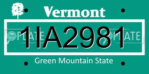 1IA2981 Vermont License Plate
