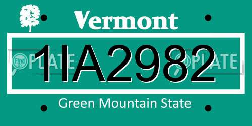 1IA2982 Vermont License Plate