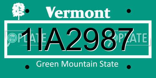 1IA2987 Vermont License Plate