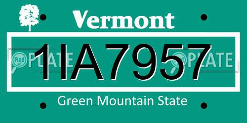 1IA7957 Vermont License Plate