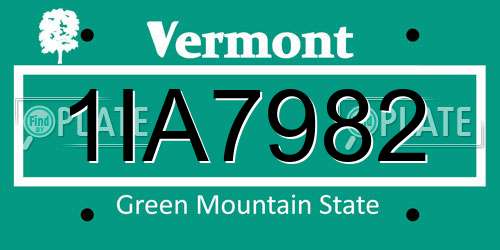 1IA7982 Vermont License Plate