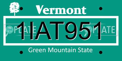 1IAT951 Vermont License Plate