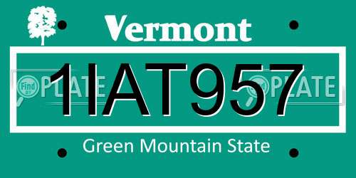1IAT957 Vermont License Plate