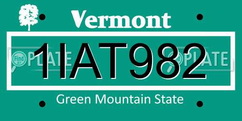 1IAT982 Vermont License Plate