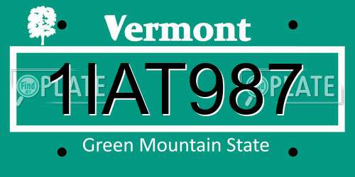 1IAT987 Vermont License Plate