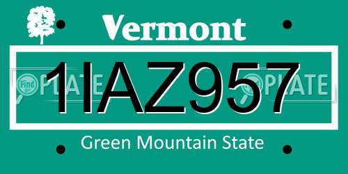 1IAZ957 Vermont License Plate