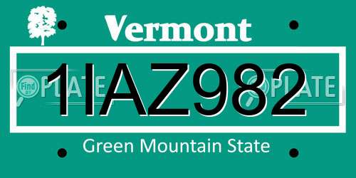 1IAZ982 Vermont License Plate