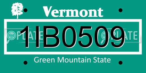 1IB0509 Vermont License Plate