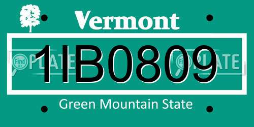 1IB0809 Vermont License Plate