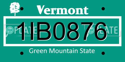 1IB0876 Vermont License Plate