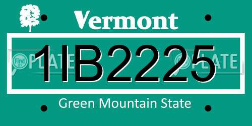 1IB2225 Vermont License Plate