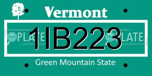 1IB223 Vermont License Plate