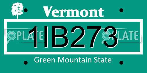 1IB273 Vermont License Plate