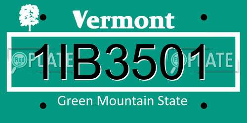 1IB3501 Vermont License Plate