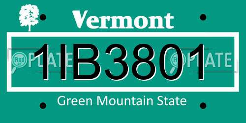 1IB3801 Vermont License Plate