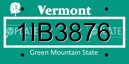 1IB3876 Vermont License Plate
