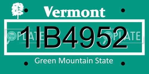 1IB4952 Vermont License Plate