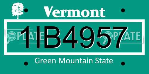 1IB4957 Vermont License Plate