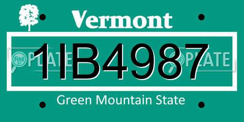 1IB4987 Vermont License Plate
