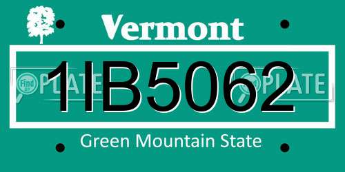 1IB5062 Vermont License Plate