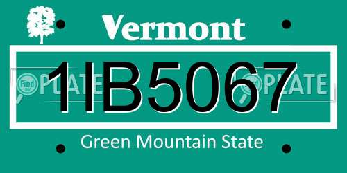 1IB5067 Vermont License Plate