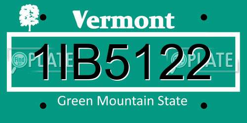 1IB5122 Vermont License Plate