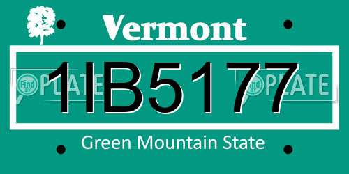 1IB5177 Vermont License Plate