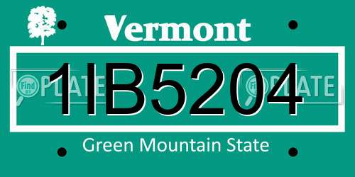 1IB5204 Vermont License Plate