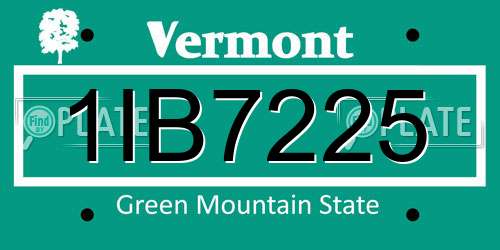 1IB7225 Vermont License Plate
