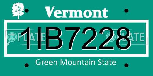 1IB7228 Vermont License Plate