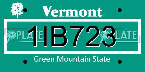 1IB723 Vermont License Plate