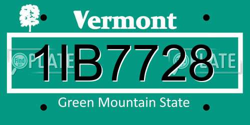 1IB7728 Vermont License Plate