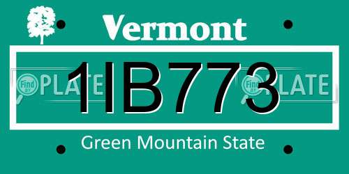 1IB773 Vermont License Plate