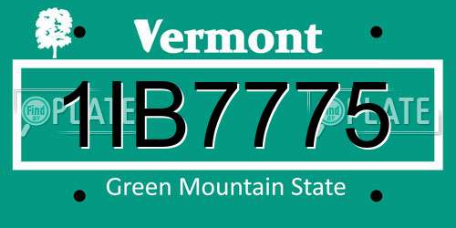 1IB7775 Vermont License Plate
