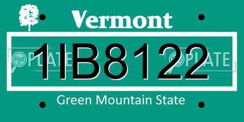 1IB8122 Vermont License Plate