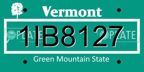 1IB8127 Vermont License Plate