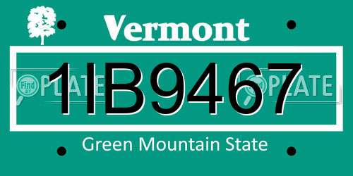 1IB9467 Vermont License Plate