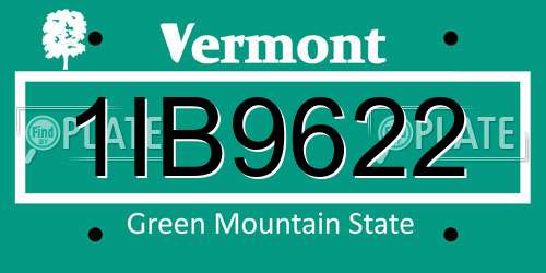 1IB9622 Vermont License Plate