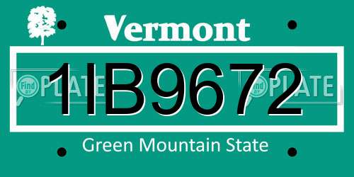 1IB9672 Vermont License Plate