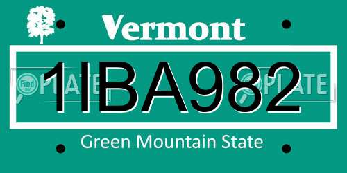 1IBA982 Vermont License Plate