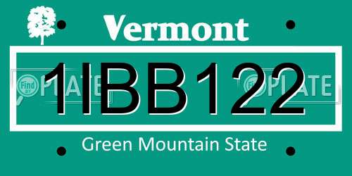 1IBB122 Vermont License Plate