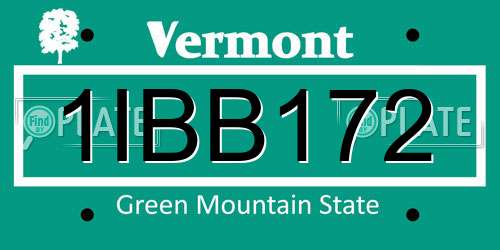 1IBB172 Vermont License Plate