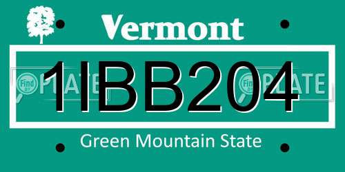 1IBB204 Vermont License Plate