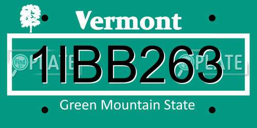 1IBB263 Vermont License Plate