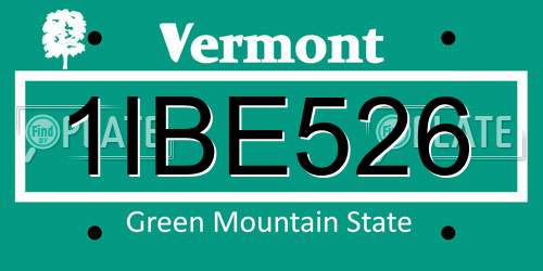 1IBE526 Vermont License Plate