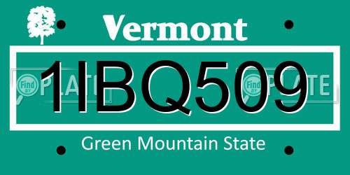 1IBQ509 Vermont License Plate