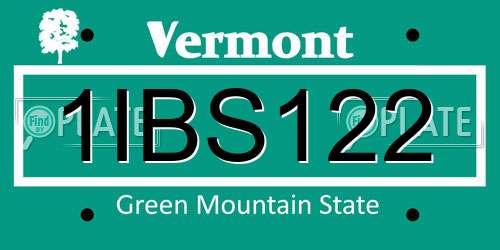 1IBS122 Vermont License Plate