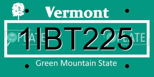 1IBT225 Vermont License Plate