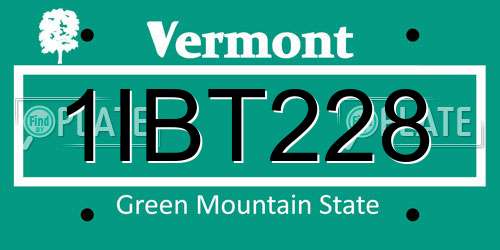 1IBT228 Vermont License Plate